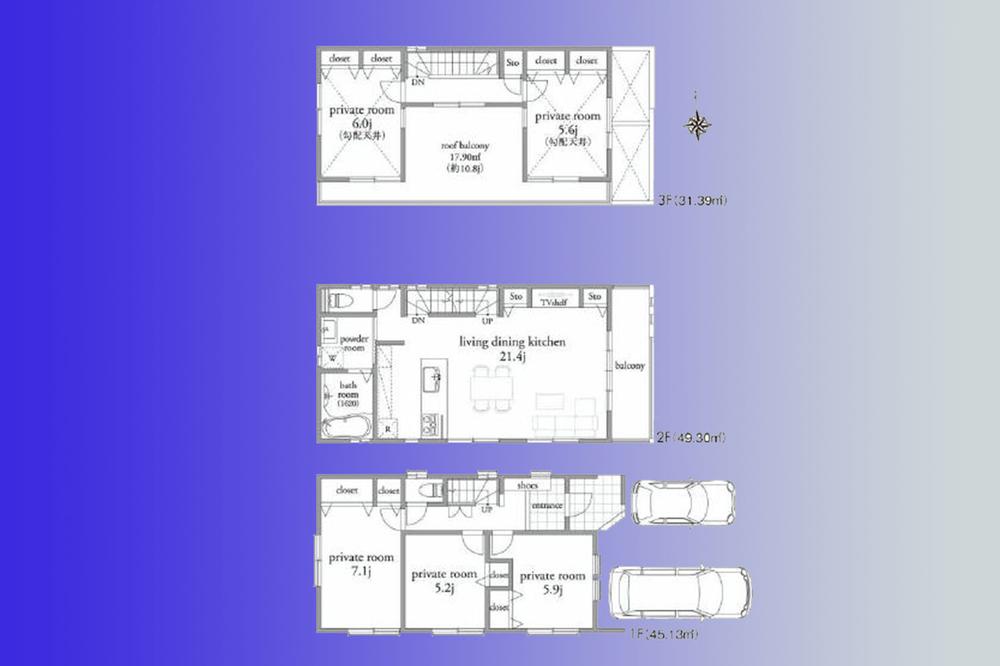 Floor plan. (A Building), Price 52,800,000 yen, 5LDK, Land area 99.9 sq m , Building area 125.82 sq m