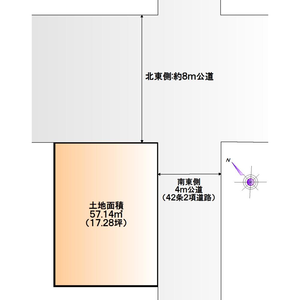 Compartment figure. 53,800,000 yen, 5LDK, Land area 57.14 sq m , It is a corner lot of building area 119.84 sq m 2 surface public roads.