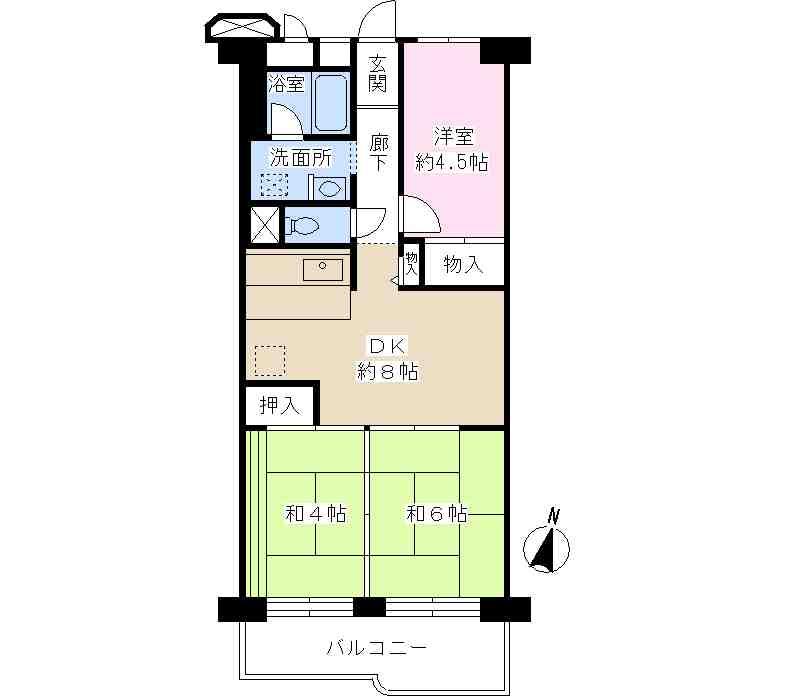 Floor plan. 3DK, Price 19.5 million yen, Footprint 55 sq m , Balcony area 6.23 sq m 3DK type