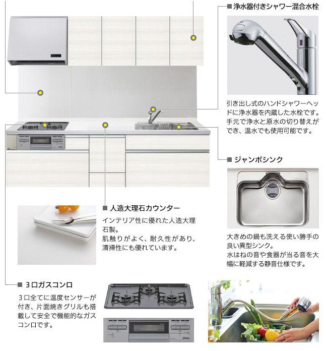 Other Equipment. Panasonic system Kitchen sophisticated and stylish design Sensor was mounted to all of the crater design with design and ease of use, Equipped with three of the safety function of the "cooking oil heating prevention device," "going-out safety device", "forgetting to turn off prevention function". To take full advantage of the dead space of the feet, Slide type in pursuit of storage capacity and ease of use.