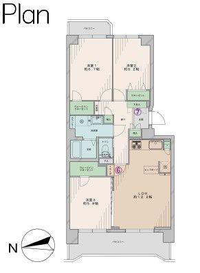 Floor plan. 3LDK, Price 29,800,000 yen, Occupied area 71.13 sq m , Balcony area 12.92 sq m Mato