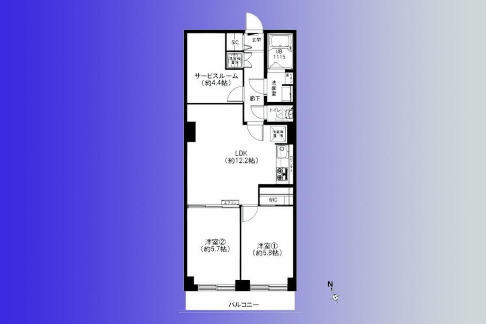 Floor plan. 2LDK + S (storeroom), Price 29,900,000 yen, Footprint 59 sq m , Balcony area 5 sq m   [SIC ・ WIC ・ 4.4 Pledge Service Room of] You can use the room without getting a sense of life in a rich storage of various places.