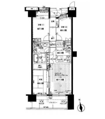Floor plan. 3LDK, Price 29 million yen, Occupied area 71.76 sq m , Balcony area 12 sq m