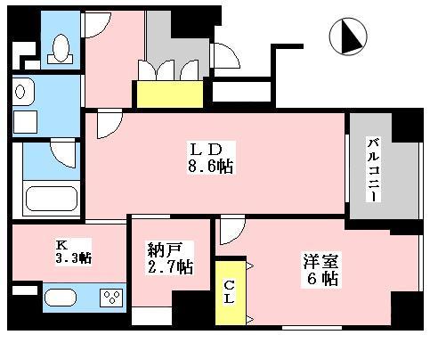 Floor plan. 1LDK, Price 36,600,000 yen, Occupied area 49.22 sq m , Balcony area 4.16 sq m