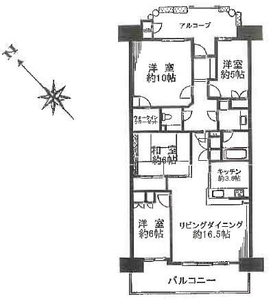 Floor plan. 4LDK, Price 42,800,000 yen, Footprint 103.84 sq m , Balcony area 13.66 sq m