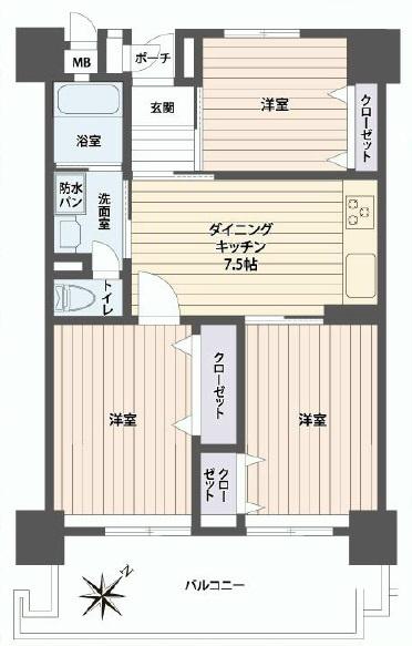 Floor plan. 3DK, Price 27,800,000 yen, Occupied area 60.77 sq m , Balcony area 8.31 sq m view ・ Day is good.