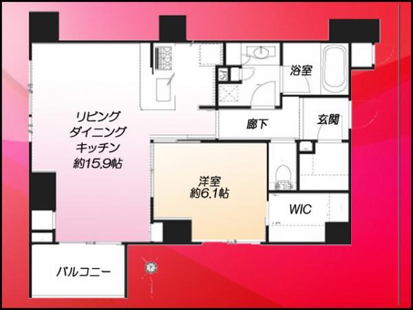 Floor plan. 1LDK, Price 33,800,000 yen, Occupied area 55.03 sq m , Balcony area 4.05 sq m