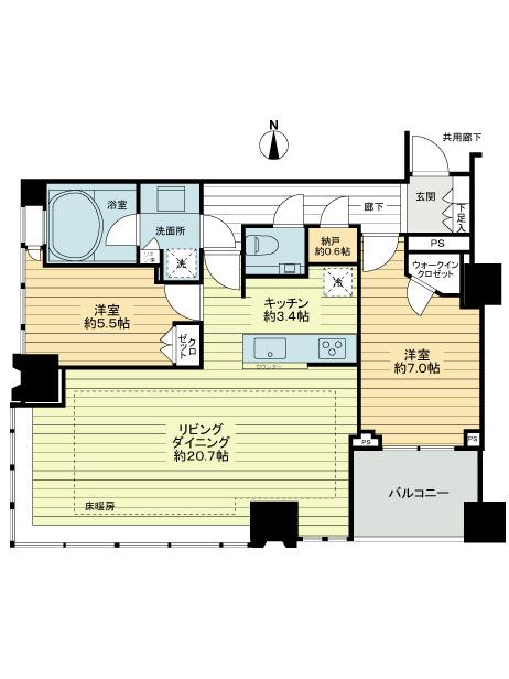 Floor plan. 2LDK + S (storeroom), Price 83,800,000 yen, Occupied area 82.17 sq m , Balcony area 5.68 sq m
