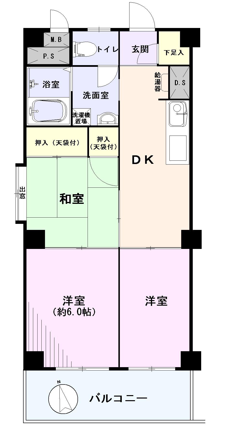 Floor plan. 3DK, Price 20.8 million yen, Footprint 48 sq m , Balcony area 6.82 sq m
