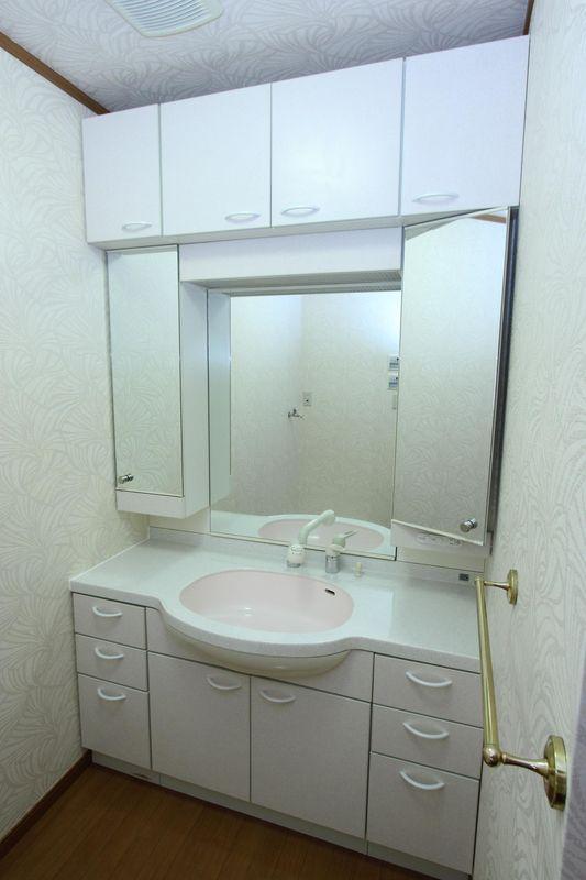 Wash basin, toilet. Independent wash basin mirror and easy-to-use large