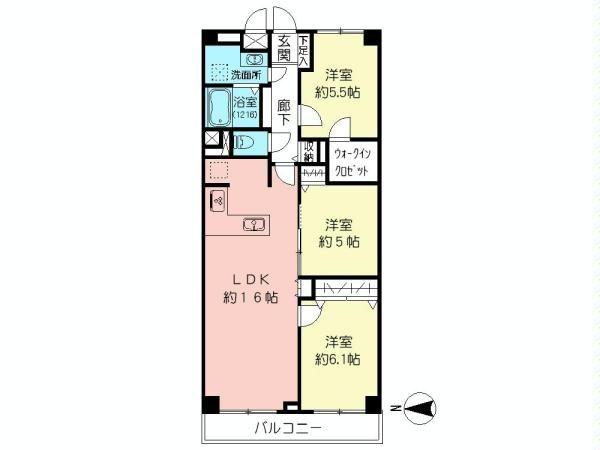 Floor plan. 3LDK, Price 28,900,000 yen, Occupied area 74.24 sq m , Balcony area 6.96 sq m floor plan