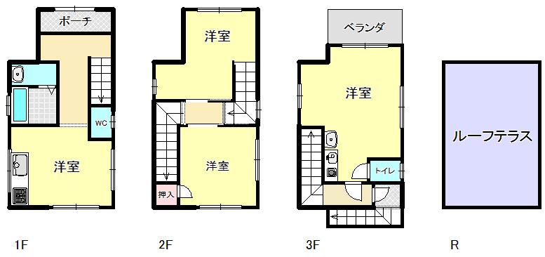 Floor plan. 29,800,000 yen, 3LDK, Land area 48.13 sq m , Building area 75.39 sq m present situation between the floor plan