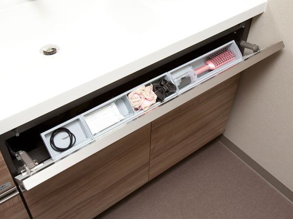 Bathing-wash room.  [Wash bowl before storage pockets] Remove the accessories in a comfortable position, Adopt a pocket that can be organized. Rack is also available removable washable.
