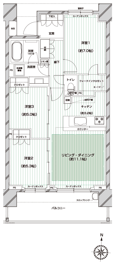 Floor: 3LDK, occupied area: 71.55 sq m, Price: 44,980,000 yen, now on sale