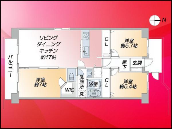 Floor plan. 3LDK, Price 36,770,000 yen, Footprint 76.2 sq m , Balcony area 12.31 sq m
