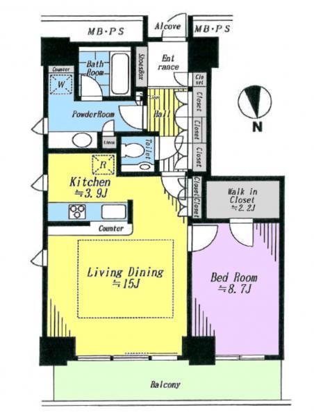 Floor plan. 1LDK, Price 45,800,000 yen, Occupied area 70.95 sq m , Balcony area 11.77 sq m