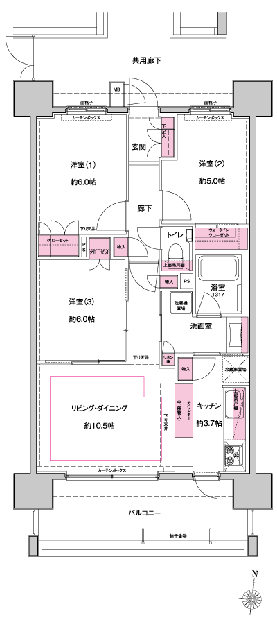 Floor: 3LDK + WIC, the occupied area: 66.15 sq m, Price: 38,800,000 yen ~ 42,900,000 yen, now on sale