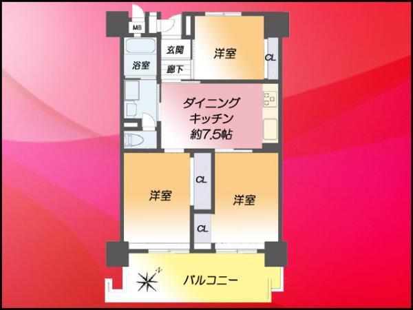 Floor plan. 2LDK+S, Price 29,900,000 yen, Footprint 59 sq m , Balcony area 5 sq m