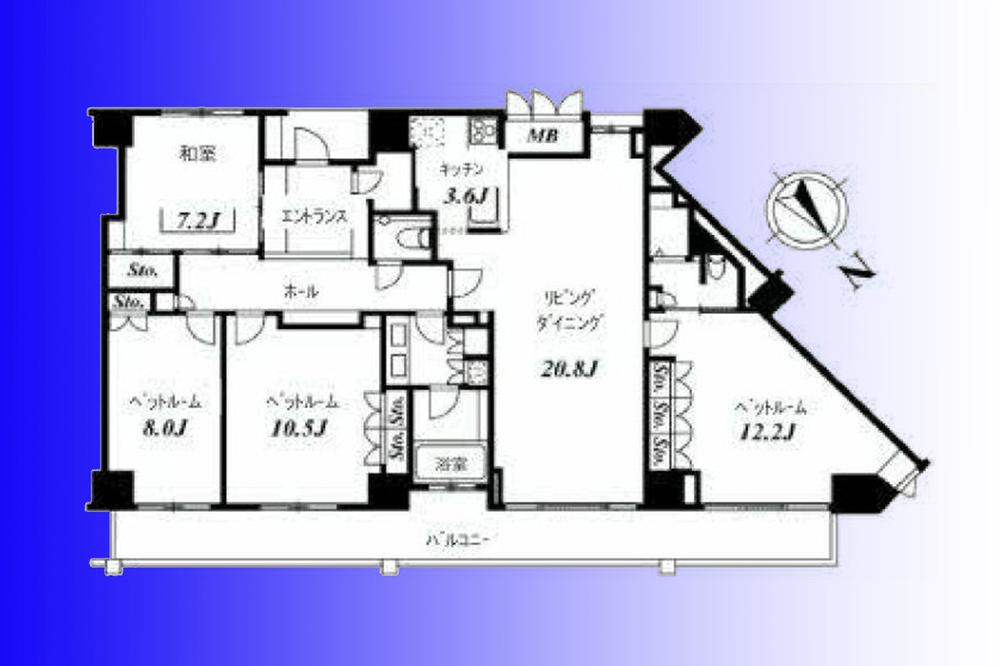 Floor plan. 4LDK, Price 86 million yen, Footprint 144.41 sq m , Balcony area 24.68 sq m   [144 sq m more than large 4LDK] Living 20.8 Pledge, There is all the room 7 quires more.