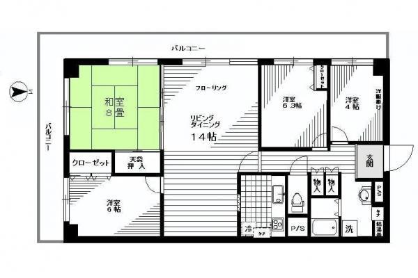 Floor plan. 4LDK, Price 32,800,000 yen, Occupied area 93.44 sq m , Balcony area 25.56 sq m