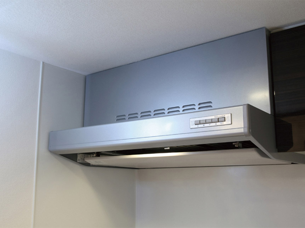 Kitchen.  [Kitchen range hood] Is the rectification Backed thin range hood to up the intake efficiency.