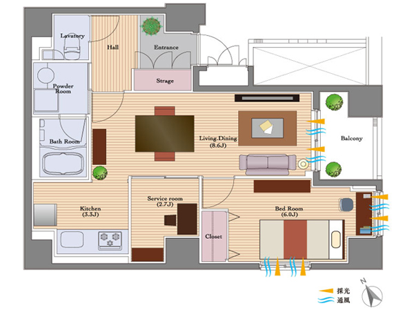 Room and equipment. B type ・ 1LDK + S (occupied area: 49.22 sq m , Balcony area: 4.16 sq m) ※ Floor plan of the above does not purport to be a complete scale accurately the dimensions. If it is different from the present situation, It will be allowed to priority current state. In advance, please forgive me.  ※ Footprint is the area due to the center line of wall calculations based on the Building Standards Law. Because by the registration area inside measurement calculation, It will be less than this.