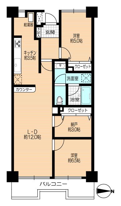 Floor plan. 2LDK + S (storeroom), Price 24,800,000 yen, Occupied area 66.65 sq m , Balcony area 7.86 sq m