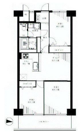 Floor plan. 3DK, Price 17.8 million yen, Footprint 61.6 sq m , Balcony area 7.84 sq m