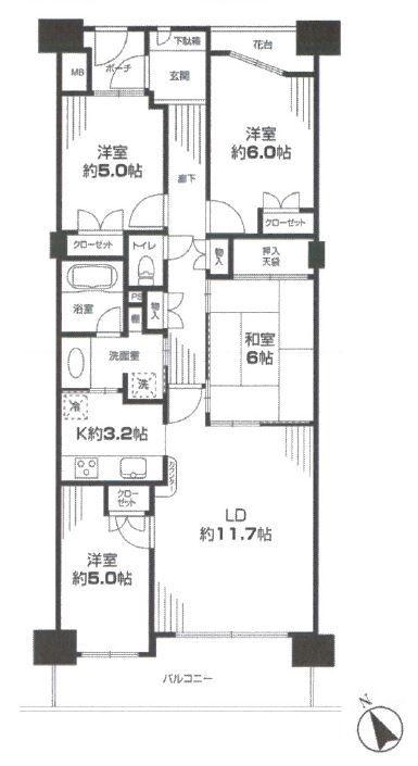 Floor plan. 3LDK, Price 49,900,000 yen, Footprint 81.3 sq m , Balcony area 9.65 sq m floor plan