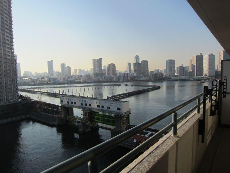 Balcony. Overlooking the Tokyo Bay.