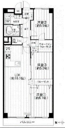 Floor plan. 3LDK, Price 28,900,000 yen, Occupied area 74.24 sq m , Balcony area 6.96 sq m