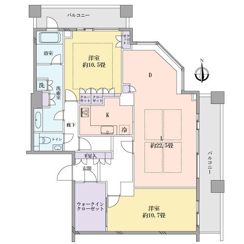Floor plan. 2LDK, Price 88 million yen, Footprint 124.48 sq m , It is clear there 2LDK of balcony area 24.56 sq m footprint 124.48 sq m.