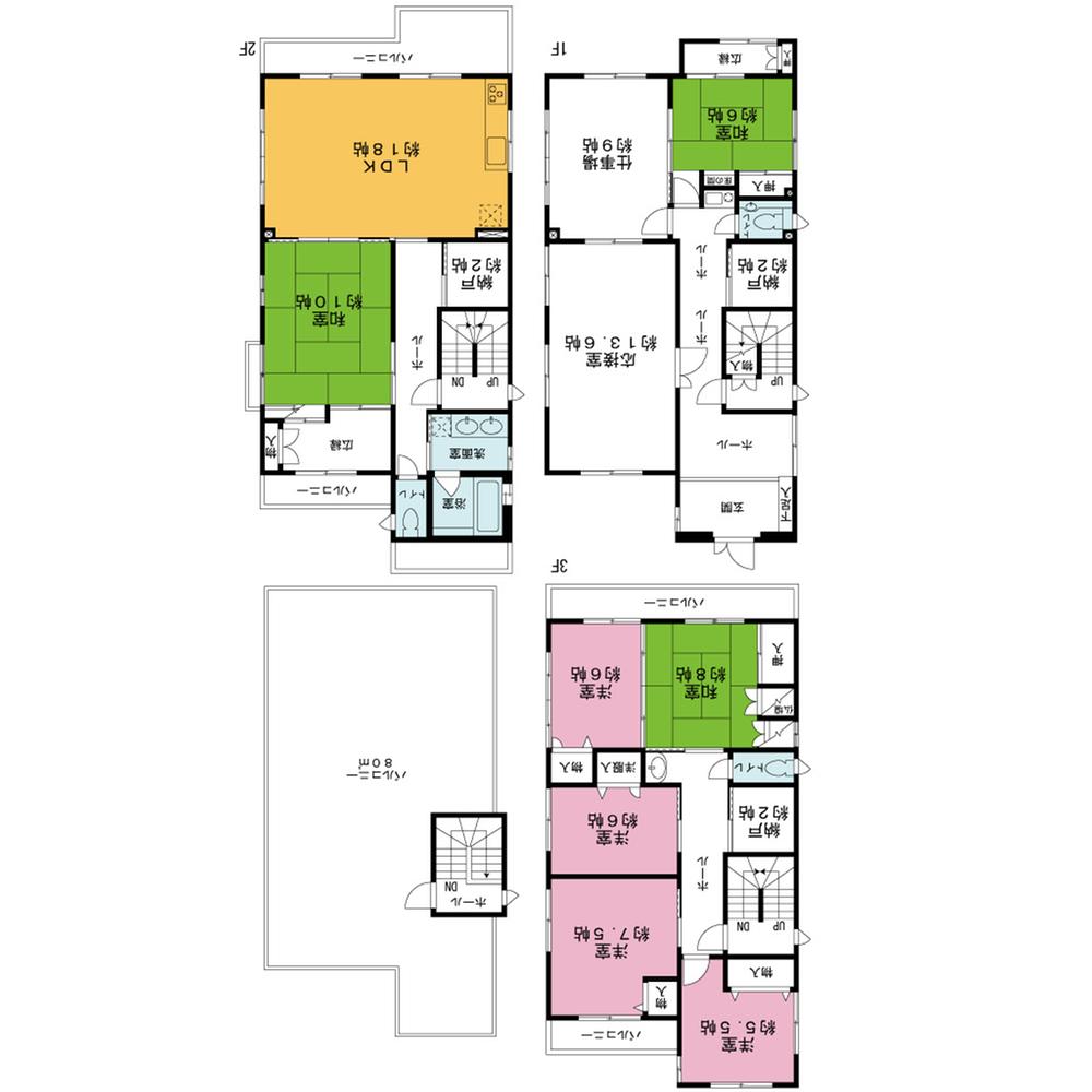 Floor plan. 180 million yen, 9LDK + S (storeroom), Land area 184.32 sq m , Building area 257.33 sq m