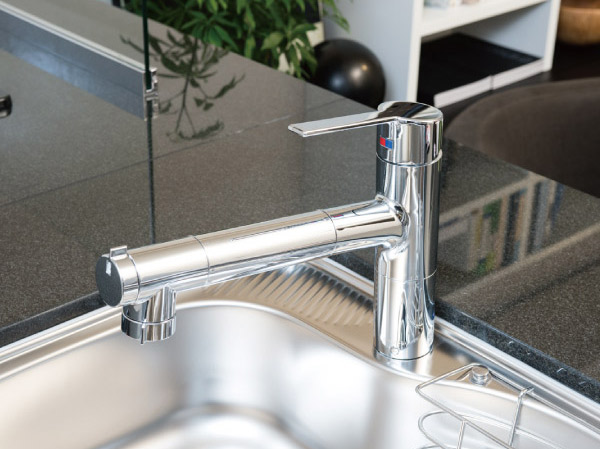 Kitchen.  [Water purifier integrated mixing faucet] Stylish design, Easy-to-use water purifier integrated. Shower head type of convenient hose pull-out to clean the sink.