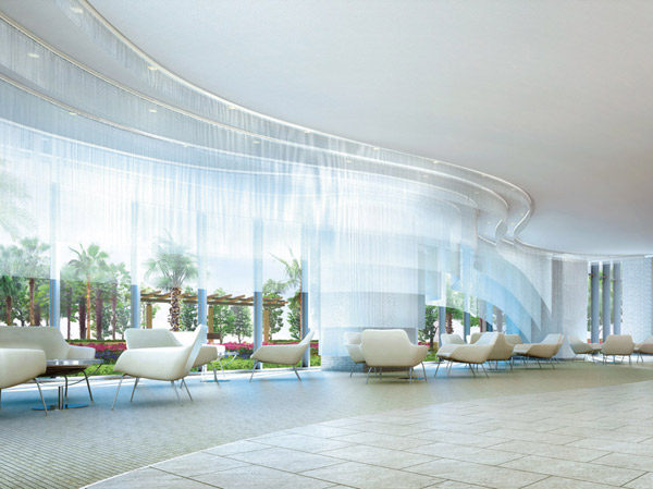 Features of the building.  [Entrance Lounge] Fringe curtain accentuate the fantastic space entrance lounge. (Entrance lounge Rendering)