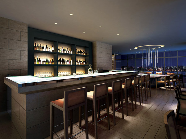 Features of the building.  [Bar Lounge] It is tilted leisurely glass, Quaint bar. (Bar lounge Rendering)