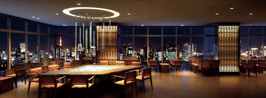 The top floor (33 floor) main lounge ※ To Rendering, Local 33 floor corresponding view (33 floor equivalent from October 2012 shooting of a position away about 280m from local. In a composite of different and) the actual vista, While the actual and slightly different Odaiba for day-to-day living area, Birth to the open-minded rich natural pleasure Mel land of views and Ariake Tennis Forest Park (about 450m)  ※ The aerial photo (2013 January shooting), Those obtained by combining the appearance Rendering, In fact a slightly different