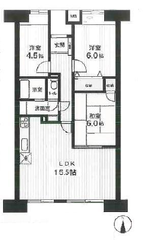 Floor plan. 3LDK, Price 30,800,000 yen, Occupied area 74.65 sq m , Balcony area 10.69 sq m