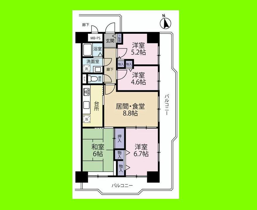 Floor plan. 4LDK, Price 31,800,000 yen, Occupied area 75.52 sq m , Balcony area 26.04 sq m   [Floor plan]