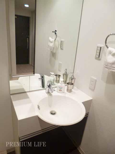 Wash basin, toilet.  [Bathroom vanity] Fashionable circular basin bowl.