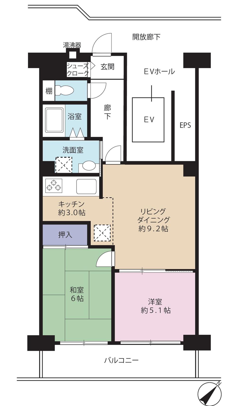 Floor plan. 2LDK, Price 23.8 million yen, Occupied area 53.13 sq m , Balcony area 7.2 sq m floor plan