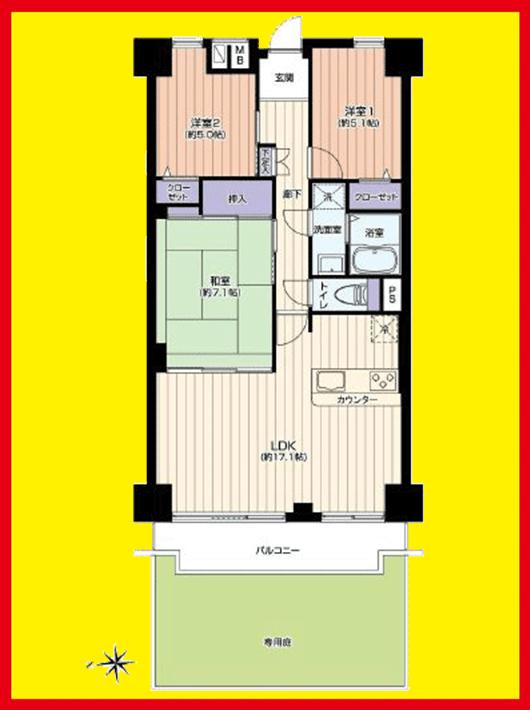 Floor plan. 3LDK, Price 23.8 million yen, Occupied area 75.21 sq m , Balcony area 8.32 sq m