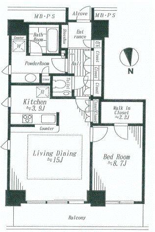 Floor plan. 1LDK, Price 45,800,000 yen, Occupied area 70.95 sq m , Balcony area 11.77 sq m