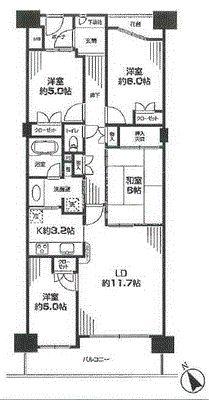 Floor plan. 4LDK, Price 49,900,000 yen, Footprint 81.3 sq m , Balcony area 9.65 sq m