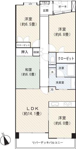 Floor plan. 4LDK, Price 38,500,000 yen, Occupied area 88.57 sq m , Balcony area 11.1 sq m