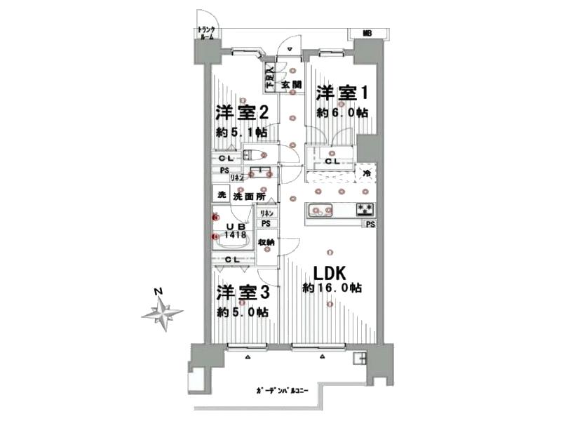 Floor plan. 3LDK, Price 48,700,000 yen, Occupied area 72.36 sq m floor plan