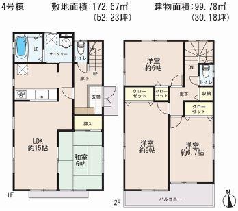 Floor plan. 37,800,000 yen, 4LDK, Land area 172.67 sq m , Building area 99.78 sq m