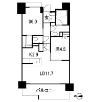Floor: 1LDK + S, the occupied area: 57.07 sq m