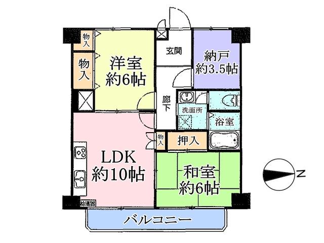 Floor plan. 2LDK+S, Price 12.8 million yen, Occupied area 56.49 sq m , Balcony area 5 sq m Sunrise National floor plan