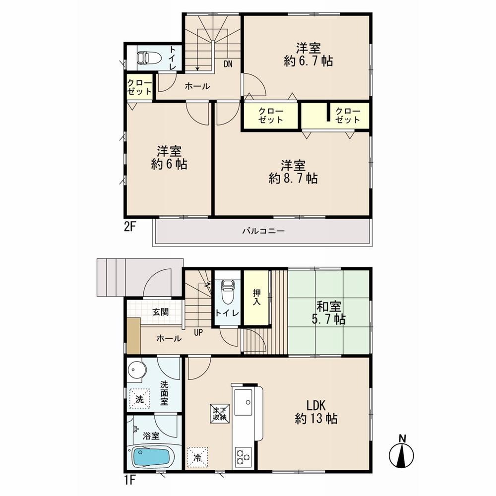 Floor plan. Price 33,800,000 yen, 4LDK, Land area 124.28 sq m , Building area 92.33 sq m